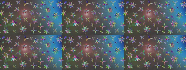 Üzerinde gelincikler ve vadi zambakları olan renkli çiçek desenli nakış deseni. Tekstil tasarımı için gri ve mavi renkli geleneksel halk çiçekleri..