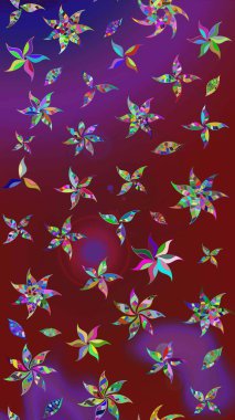 Raster illüstrasyonu. Kırmızı ve mor renkte zarif çiçekli suluboya. Düz Çiçek Elementleri Tasarımı. Renkli Bahar Teması çizim şablonu.