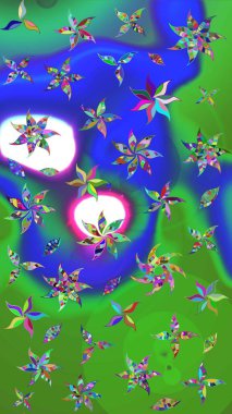 Kumaş, duvar kağıdı ve kağıt üzerine baskı yapmak için gelişen arka plan. Eski usul küçük çiçekli şirin bir eskiz deseni. Moda arka planında parlak buketler. Raster illüstrasyonu.