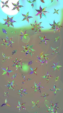 Gri ve bej renkli çiçekler. Raster düz çiçek çizim deseni. Tasarım hediye paketi, tebrik kartları, posterler ve afiş tasarımı.