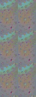 Raster illüstrasyonu. Çizim çiçek deseni duvar kâğıdı olarak kullanılabilir. Gri ve bej renkli çiçekler.