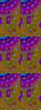 Düz Çiçek Elementleri Tasarımı. Zentangle soyut çiçekleri. Karalama çiçeği. Renkli Bahar Teması eskiz kalıbı. Raster illüstrasyonu. Şirin kumaş deseni.