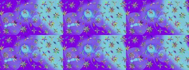 Mor ve mavi kıvırcık çiçekler mor ve mavi renklerde şekillenir. Klasik çiçek tasarımı elementleri. Raster illüstrasyonu.