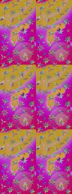 Çiçekli, yapraklı, çiçek desenli eskiz. Raster illüstrasyonu. El çizimi.