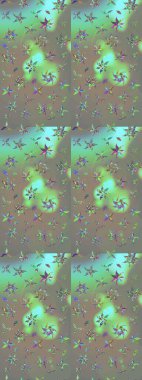 Çiçekli karalama şeklinde Raster çiçek deseni. Gri ve yeşil renkli çiçekler. Nazik, sevimli çiçek arkaplanı..