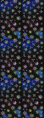 Parlak renkli çiçekleri ve gri ve mavi renkli yaprakları olan harika bir çiçek deseni. Halk tarzı. Moda baskıları için zarif bir şablon. Modern çiçek arkaplanı.