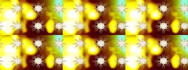 Kış kar tanesi, raster arka plan. Yüzey için tekrarlanan doku, ambalaj kağıdı, altın renkler. Raster illüstrasyonu. Renkli arka planda izole edilmiş güzel kar taneleri.