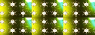 Kar tanesi raster deseni. Altın renkli kar taneleri. Raster illüstrasyonu. Renkli arka planda izole tatlı kar taneleri.