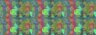 Yeşil renkte güzel bir tekstil. Suluboya çiçekli çiçek deseni. Raster illüstrasyonu.
