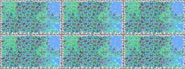 Raster illüstrasyonu. Dekoratif el çizimi kelebekler. Mavi ve yeşil renkli resim. Güzel kumaş tasarımı..