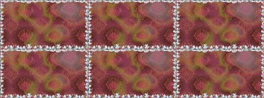 Çiçekler, dallar, bitkiler ve çiçekler. Güzel kumaş deseni. Raster illüstrasyonu. El çizimi.