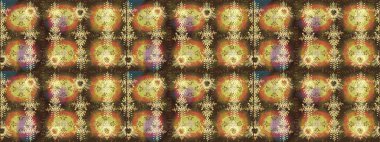 Renkli arka planda izole tatlı kar taneleri. Güzel kar tanesi. Raster illüstrasyonu. Yuvarlak raster kar tanesi. Soyut kış kahverengisi, nötr ve sarı süs.