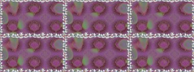 Renkli Yaz Temalı Kusursuz Arkaplan. Modaya uygun kumaş deseni. Sevimli çiçek raster deseni. Düz Çiçek Elementleri Tasarımı.