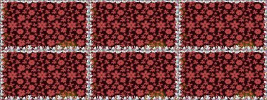 Raster illüstrasyonu. Kahverengi renklere karalamalar çizen kusursuz çiçek deseni.