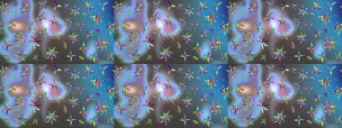 Güzel kumaş deseni. Raster illüstrasyonu. Küçük bir çiçekte eskiz deseni. Güzel çiçek arkaplanı..