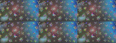 Raster illüstrasyonu. Yumuşak, yaz çiçekleri mavi ve gri renklerde. Raster deseni. Küçük çiçekte sevimli çiçek deseni var..