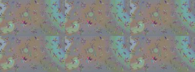 Raster illüstrasyonundaki çiçek desenli çizim. Gri ve bej renkli çiçekler.