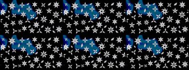 Siyah ve mavi renkte çiçekler. Nazik, narin çiçek arkaplanı. Raster çiçek desenli ve çiçekli..