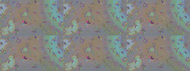 Çiçeksel çizim kalıbının yansıması. Vadinin gri ve bej renkli çiçekleri.