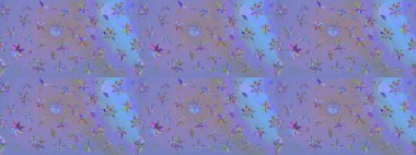 Çiçekli bahar çiçekleri. Küçük çiçekte güzel bir desen. Küçük renkli çiçekler. Moda baskıları için zarif bir şablon. Motley illüstrasyonu. Çizim.