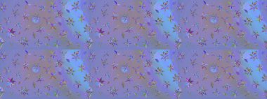 Çiçekli bahar çiçekleri. Küçük çiçekte güzel bir desen. Küçük renkli çiçekler. Moda baskıları için zarif bir şablon. Motley illüstrasyonu. Çizim.