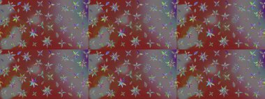 Raster deseni. Karalama çiçekleri çizim kalıbı. Sanat esinlenir ve gri renkli çiçekler ve arkasında iz bırakır. Kahverengi ve gri el çizimi desen.