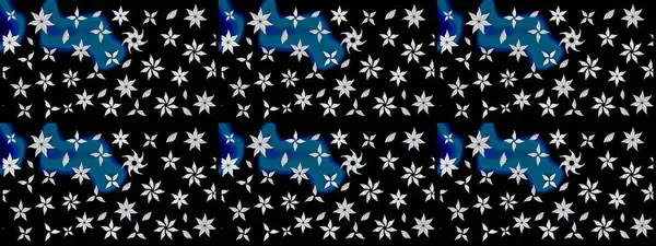 Siyah ve mavi renkte çiçekler. Nazik, narin çiçek arkaplanı. Raster çiçek desenli ve çiçekli..