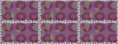 Renkli Yaz Temalı Kusursuz Arkaplan. Modaya uygun kumaş deseni. Sevimli çiçek raster deseni. Düz Çiçek Elementleri Tasarımı.