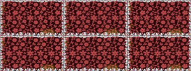 Raster illüstrasyonu. Kahverengi renklere karalamalar çizen kusursuz çiçek deseni.