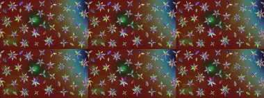 Çiçeksel kahverengi ve kırmızı çizim deseni. Raster çiçek izi. Raster Yumuşak kumaş deseni. Klasik taslak çizimi.