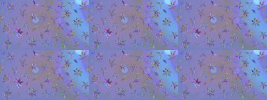 Şirin çiçek elementleri. Raster illüstrasyonu. Taslak desenli, modaya uygun kumaş deseni. Renkli Bahar Teması eskiz kalıbı. Düz Çiçek Elementleri Tasarımı.