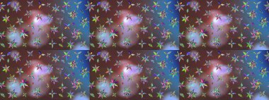 Çiçekler kahverengi ve maviye. Eskiz arkaplan modeli. Suluboya, elle çizilmiş. Raster stoku.