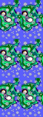 Raster illüstrasyonu. Kumaş, tekstil, duvar kağıdı baskısı için. Tomurcukları çiçek olan sevimli bir çiçek deseni. Eski usul. Eskiz geçmişi. Raster..