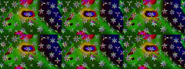 Parlak renkli çiçekleri olan ve yeşil ve siyah renkte yaprakları olan harika bir çiçek deseni. Moda baskıları için zarif bir şablon. Modern çiçek arkaplanı. Halk stili.