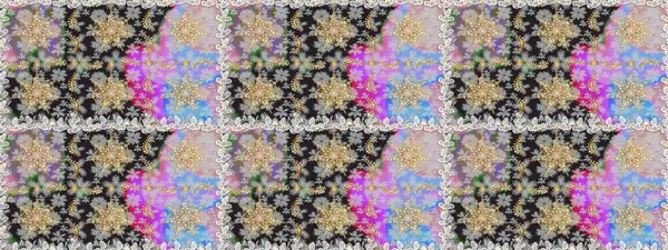 Doğum günü kartı, davetiye ya da afiş için iyidir. Dekoratif simetri arabesk. Raster illüstrasyonu. Kusursuz ortaçağ çiçek deseni. Gri renklerde altın.