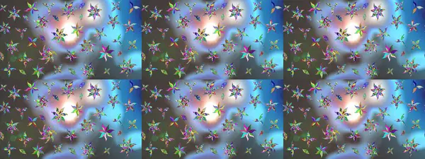 Raster illüstrasyonundaki çiçek desenli çizim. Mavi ve gri renkte çiçekler. Renkli Yaz Temalı eskiz kalıbı. Düz Çiçek Elementleri Tasarımı.