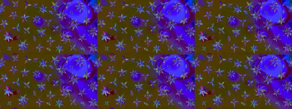 Raster düz çiçek çizim deseni. Hediye ambalaj kağıdı, tebrik kartları, posterler ve pankart tasarımı. Kahverengi ve mor renkte çiçekler.