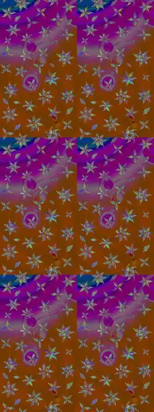 Raster illüstrasyonu. Çiçekli yumuşak bir eskiz şekli. Yumuşak, bahar çiçekleri kahverengi ve mor renklerde. Raster çiçekleri klasik tarzda resmedilir..