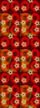 Noel ve yeni yıl moda baskıları için tatil tasarımı. Kar tanelerinin soyut arkaplanlı Noel şablonu. Raster illüstrasyonu. Kırmızı, kahverengi ve turuncu renkler.