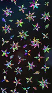 Düz Çiçek Elementleri Tasarımı. Renkli Bahar Teması eskiz kalıbı. Raster illüstrasyonundaki çiçek desenli çizim. Süslü kumaş deseni.