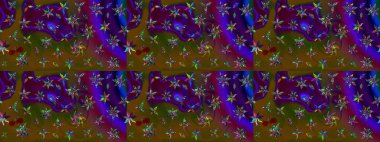 Çiçekli bahar çiçekleri. Küçük çiçekte güzel bir desen. Küçük renkli çiçekler. Moda baskıları için zarif bir şablon. Motley illüstrasyonu. Çizim.