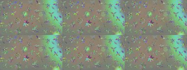 Çiçek desenli çizim. Raster illüstrasyonu. Asya tekstil tarzında. Gri ve bej renkli çiçekler. Raster illüstrasyonu.