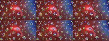 Çiçekli el çizimi çizimi deseni. Modern gelişim kahverengi ve kırmızı raster arka plan duvar kağıdı çizimi klasik çizgili iz sürme desenli çiçekler, çiçekli süsler.