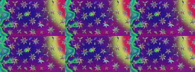 Raster illüstrasyonundaki çiçek desenli çizim. Mor ve mor renkte çiçekler.