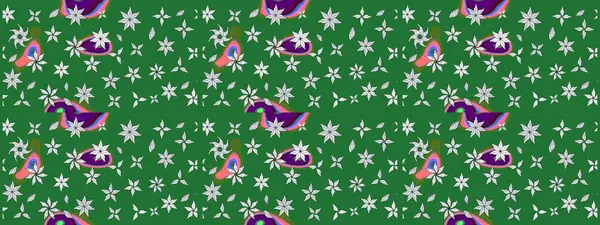 Güzel kumaş deseni. Güzel karalamalı çiçek desenli çizim. Küçük çiçekteki sevimli çiçek deseni. Raster illüstrasyonu.