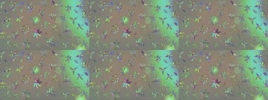 Çiçek desenli çizim. Raster illüstrasyonu. Asya tekstil tarzında. Gri ve bej renkli çiçekler. Raster illüstrasyonu.