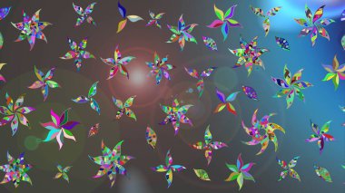 Nazik, narin çiçek arkaplanı. Gri ve mavi renkte çiçekler. Raster çiçek desenli ve çiçekli..