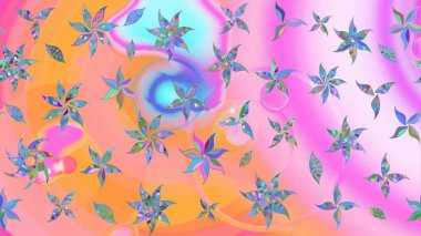 Tropik çiçek desenleri. Pembe ve nötr renklerde çiçekler. Raster illüstrasyonu.