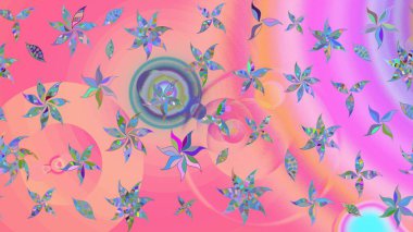 Pembe ve nötr renklerde çiçekler. Küçük çiçekte sevimli çiçek deseni var..