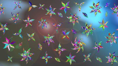 Çiçek desenli çizim. Asya tekstil tarzında. Renkli Bahar Teması eskiz kalıbı. Düz Çiçek Elementleri Tasarımı. Raster illüstrasyonu. Güzel kumaş deseni.